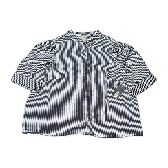 Worthington Womens Size 2X Blouse Lot Of 2 Navy VNeck Striped Mock Neck S/S New - Picture 2 of 15